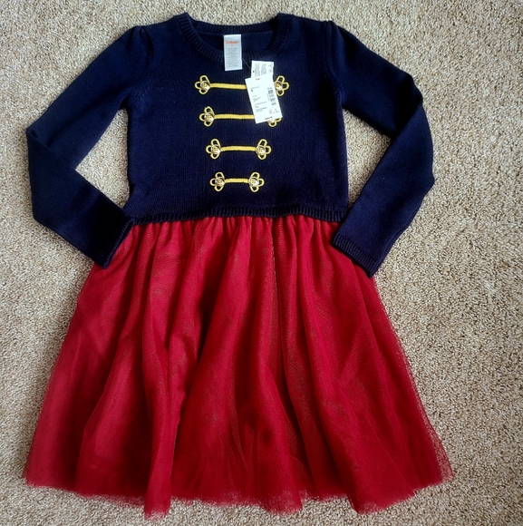 ♥️NWT♥️ GYMBOREE Girls' Navy & Red Tulle Dress with Gold Key Details - Picture 1 of 7